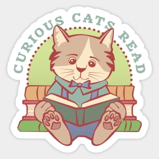 Curious Cats Read Boy Sticker